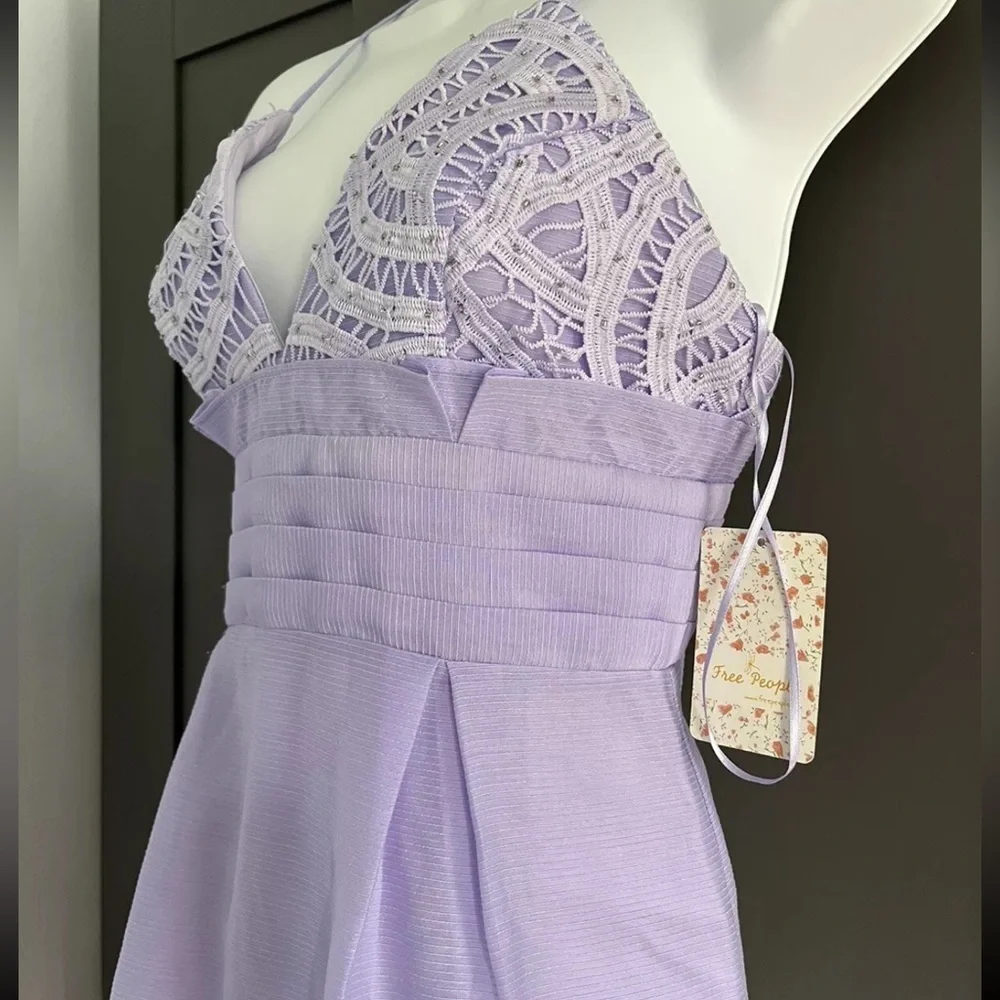 Free People Lilac We Go Together Embellished Sleeveless Mini Dress Size 12 NWT